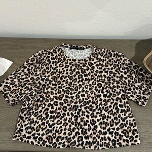 Veronica Beard Leopard Print Short Sleeve Tee